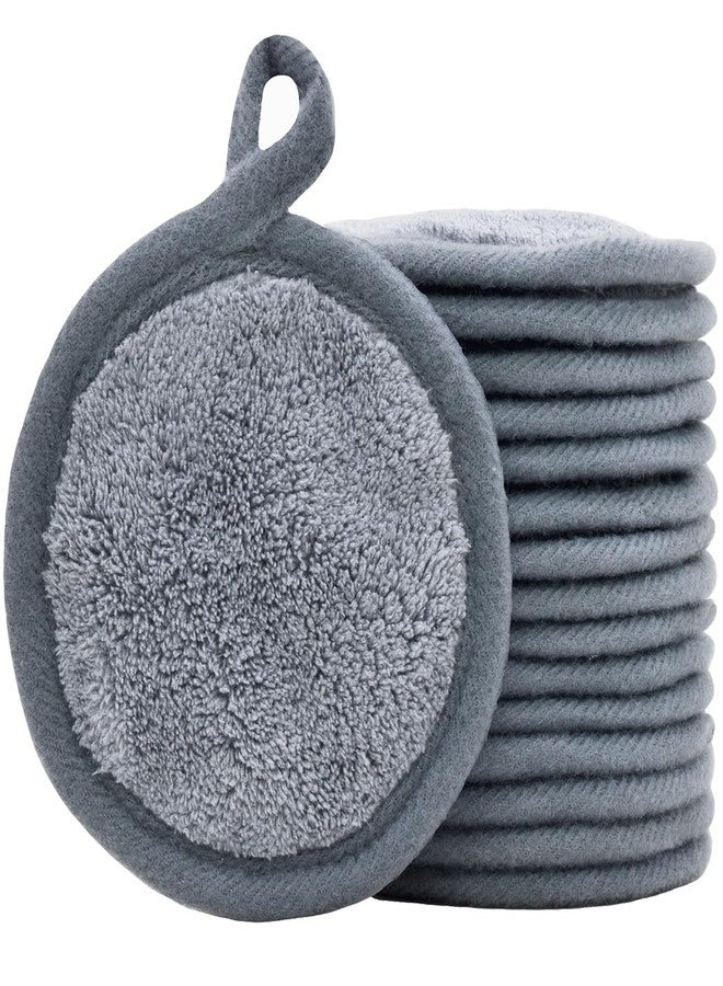 BloomSesame Reusable Makeup Remover Pads 16 Pack Microfiber Cleansing Facial Rounds Wipes Face, Eyes, Lips（3.5inch, grey） - Image 1